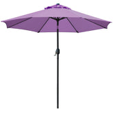 Sunnyglade 9ft patio umbrella in purple provides ample shade for outdoor dining.