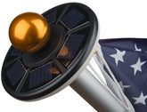Sunnytech 2nd Gen solar flag pole light with 20 LEDs for bright night visibility.
