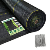 Sunocity weed barrier fabric laid for a 4x100 ft area, weed suppression ready.