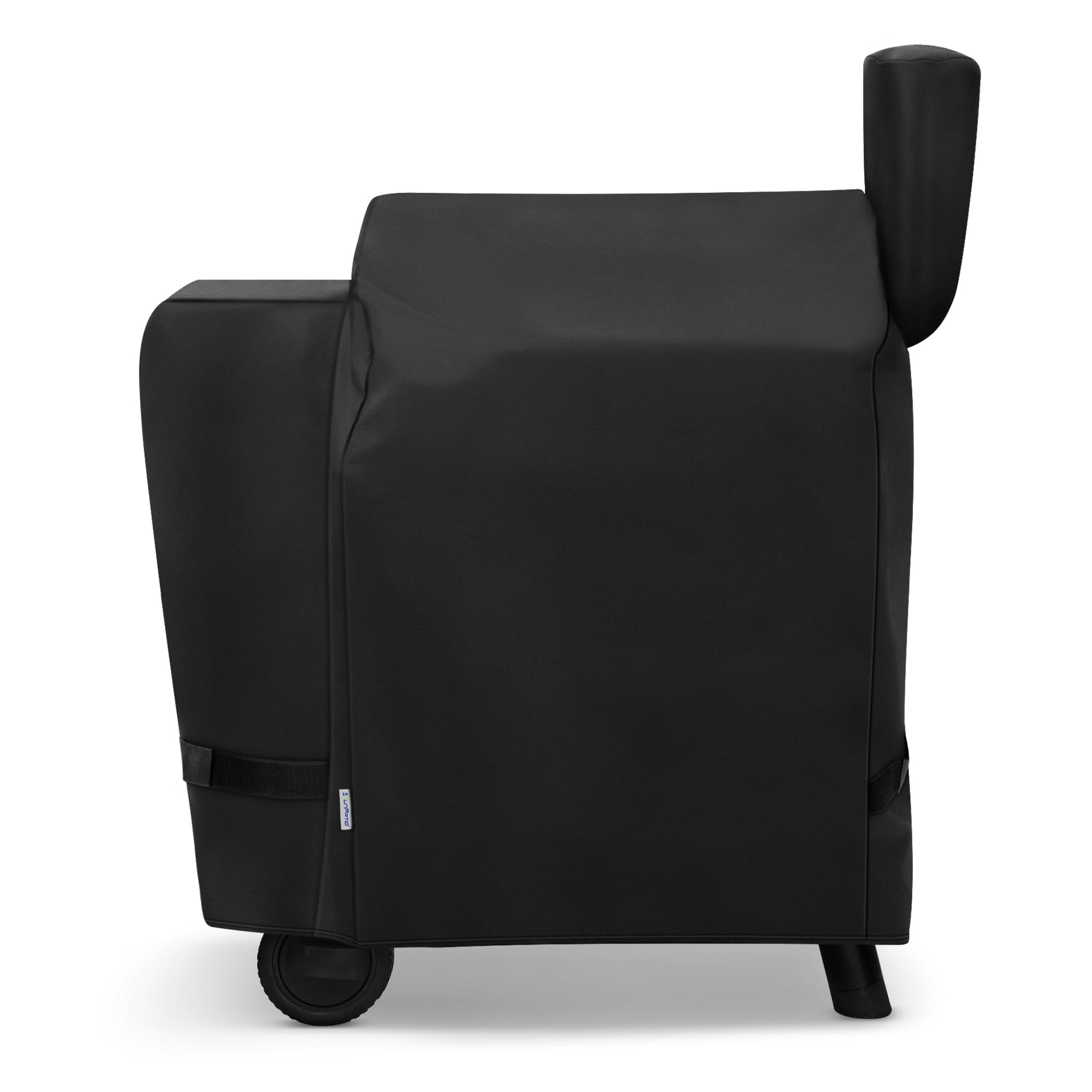 SunPatio pellet grill cover on Traeger 22 Series protects from sun and rain.