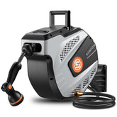 SUNPOW retractable hose reel with wall mount and 85ft hose saves space in the garden