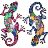 SUNREEK gecko wall art set of two for outdoor fences and gardens.