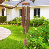 Suntimber large wind chimes outdoors in bronze with deep tone in garden