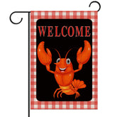Sunwer Crawfish Garden Flag front view, vibrant welcome banner for outdoor parties