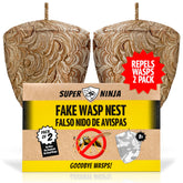 Super Ninja fake wasp nest 2-pack hanging outdoors deters wasps from patios