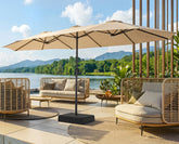 SUPERJARE 15ft umbrella with base included providing stable shade for outdoor seating
