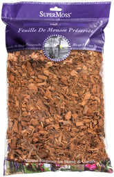 SuperMoss Coco Mulch packaging close-up shows natural brown color and premium texture for even moisture.