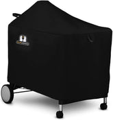 SUPJOYES grill cover on Weber Performer Deluxe protecting from rain and dust