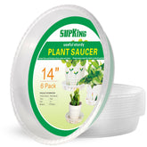SupKing 14-inch clear plant saucer top view, sturdy tray for heavy pots and surface protection.