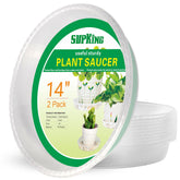SupKing 14-inch plant saucer top view shows sturdy build for heavy pots and easy drainage.