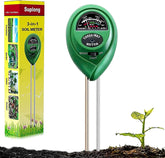Suplong 3-in-1 soil meter with stainless steel probe reads moisture, pH, and light.