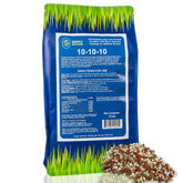 Supply Solutions 10-10-10 granular fertilizer for steady lawn and garden growth.