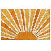 Supwhd Boho door mat retro sun front view, welcoming guests while trapping dirt.