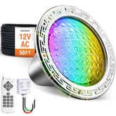 SURAIELEC 10-inch LED pool light with a sleek stainless steel finish for inground pools