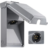SURAIELEC generator power inlet box outdoors with L14-30P, weatherproof and ready for outages.