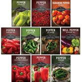 SURVIVAL GARDEN SEEDS 10 pepper seed packs cover shows versatile heirloom mix for homes