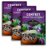 Survival Garden Seeds comfrey seed packaging ready for easy planting and non-GMO heritage.