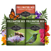 Survival Garden Seeds heirloom pollinator flowers pack ready for garden planting to attract pollinators.