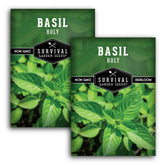 SURVIVAL GARDEN SEEDS Holy Basil seed pack front view for home gardening enthusiasts