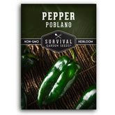 Survival Garden Seeds poblano seed pack for home planting, reliable open-pollinated variety.