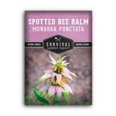 Survival Garden Seeds Spotted Beebalm seed packet with clear planting instructions for home gardens.