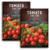 Survival Garden Seeds Tiny Tim tomato plant in compact-dwarf form for small-space growing
