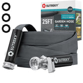 SUTREKY 25ft hose with built-in valve for leak-free watering.