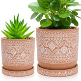 Suwimut 6-inch terracotta pot with drainage hole for herbs and small plants.