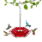 Suyue Y hummingbird feeder with 30 ports in red for vibrant yard viewing.
