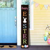 Suzejhe Easter porch sign with bunny welcome on wood frame for outdoor display.