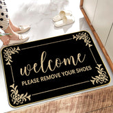 SUZEJHE funny welcome mat front view with bold text for tidy entryways