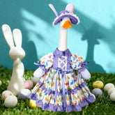 Suzile Easter bunny goose outfit on a 23-inch goose for a festive porch display