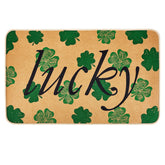 Svepndic St. Patrick's Day door mat with shamrock welcome design for festive entryways.