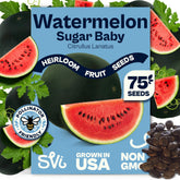 SVI Sugar Baby seeds ready for garden planting in rich soil.
