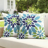 SWANCOCO floral outdoor pillow cover in blue-green waterproof fabric for patios