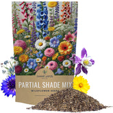 Sweet Yards bulk wildflower seeds in a partial shade bag ready for garden coverage.