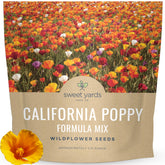 Sweet Yards California Poppy seed packet with 10,000 seeds ready for 125 sq ft of meadow planting.