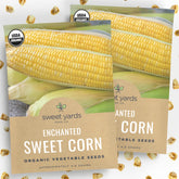 Sweet Yards Enchanted Sweet Corn seed packets ready for planting and growth