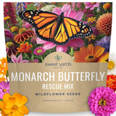 Sweet Yards Monarch Rescue Mix packet front for monarch-friendly pollinator gardens.