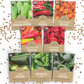 Sweet Yards Organic Hot Pepper Seeds Variety Pack packaging for gifting and storage
