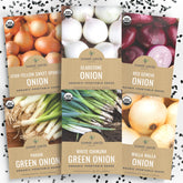 SWEET YARDS Organic Onion Seeds Variety Pack with Parade Green Onion for homegrown greens.