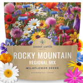 Sweet Yards Rocky Mountain Regional Mix 1oz front view seed packet ready for planting a vibrant wildflower patch.