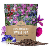 SWEET YARDS Sweet Pea Royal Mix seed packet front, ideal for bulk garden planting.