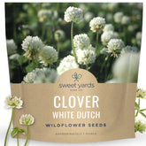 SWEET YARDS White Dutch Clover packet front view, ideal for starting a 1,000 sq ft meadow.