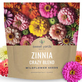 Sweet Yards Zinnia Crazy Blend 1oz packet ready to plant for a vibrant garden