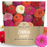 SWEET YARDS Zinnia Lilliput Mix seed packet for filling 125 sq ft with colorful blooms.