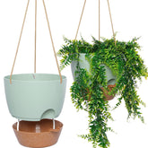 SwinDuck 10-inch self-watering hanging pot showing deep reservoir for extended watering.