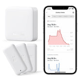SwitchBot 3-pack front view shows compact wireless sensors for versatile placement