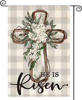 SYMPABASIC SOUFFAHOUSE Easter flag front view with cross and He Is Risen