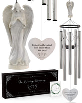 SYMPATHY HEARTS Angel Memorial Wind Chimes assembly visible in a yard for remembrance